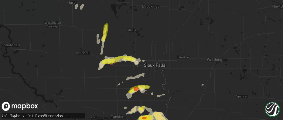 Hail map in Hartford, SD on May 31, 2026