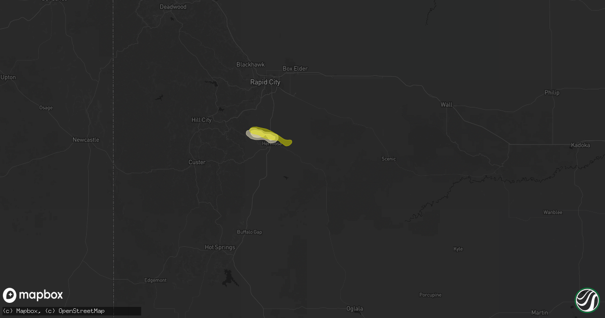 Hail map in Hermosa, SD on May 31, 2026