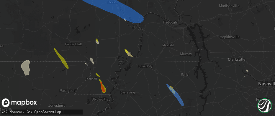 Hail map in Hickman, KY on May 31, 2026