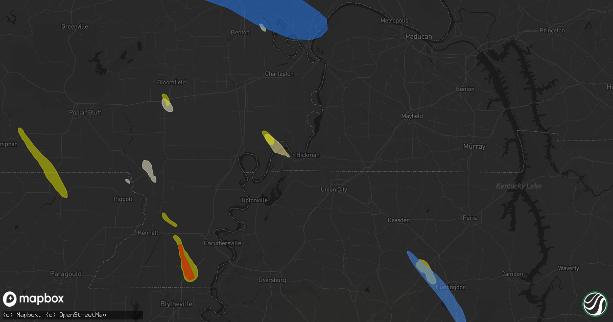 Hail map in Hickman, KY on May 31, 2026