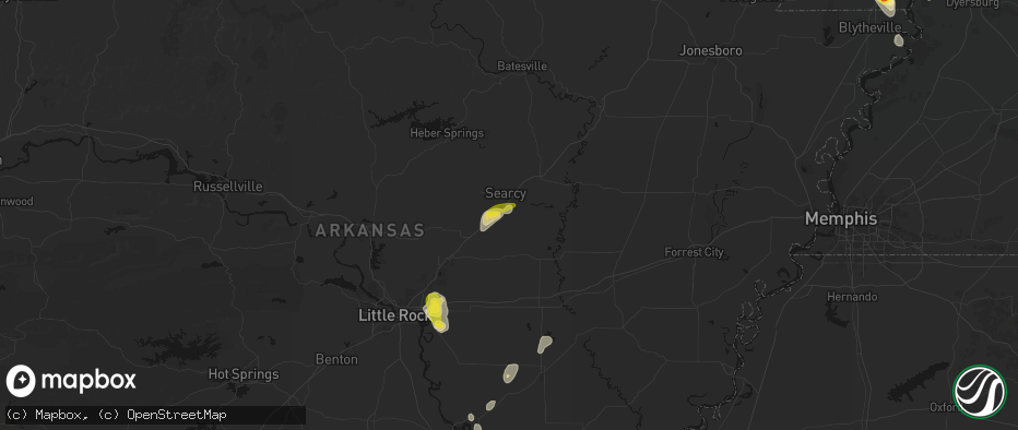 Hail map in Higginson, AR on May 31, 2026