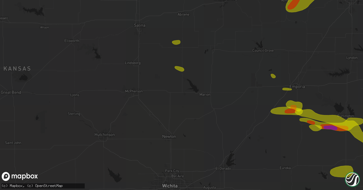 Hail map in Hillsboro, KS on May 31, 2026