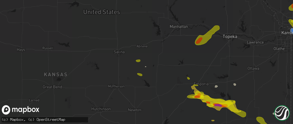 Hail map in Hope, KS on May 31, 2026