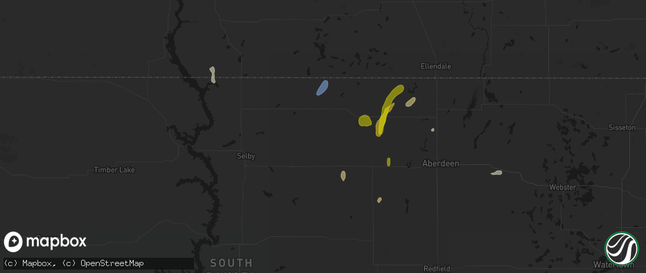 Hail map in Hosmer, SD on May 31, 2026