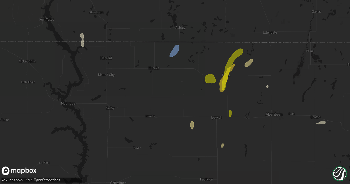 Hail map in Hosmer, SD on May 31, 2026