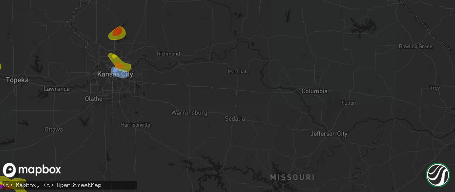 Hail map in Houstonia, MO on May 31, 2026
