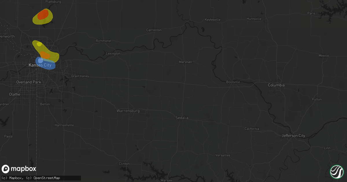 Hail map in Houstonia, MO on May 31, 2026