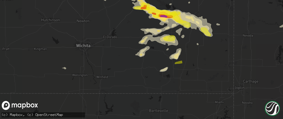 Hail map in Howard, KS on May 31, 2026