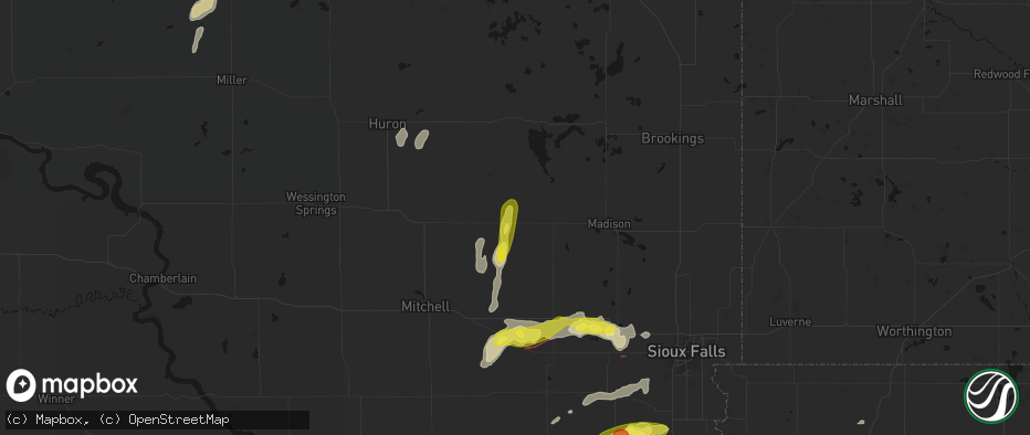 Hail map in Howard, SD on May 31, 2026