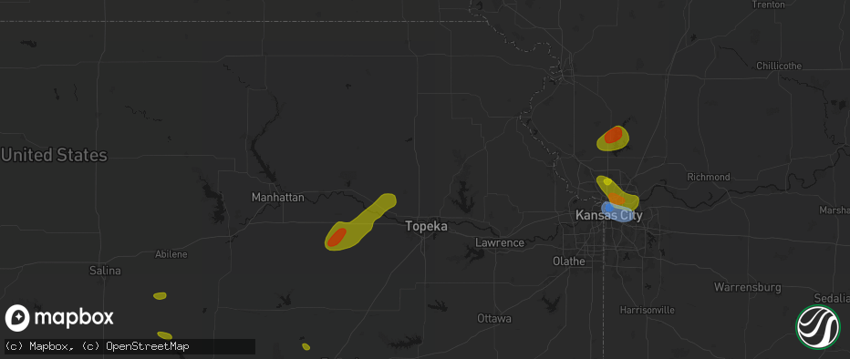 Hail map in Hoyt, KS on May 31, 2026