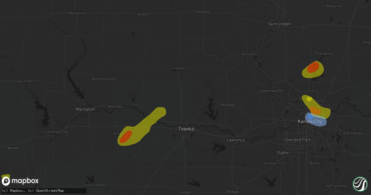 Hail map in Hoyt, KS on May 31, 2026