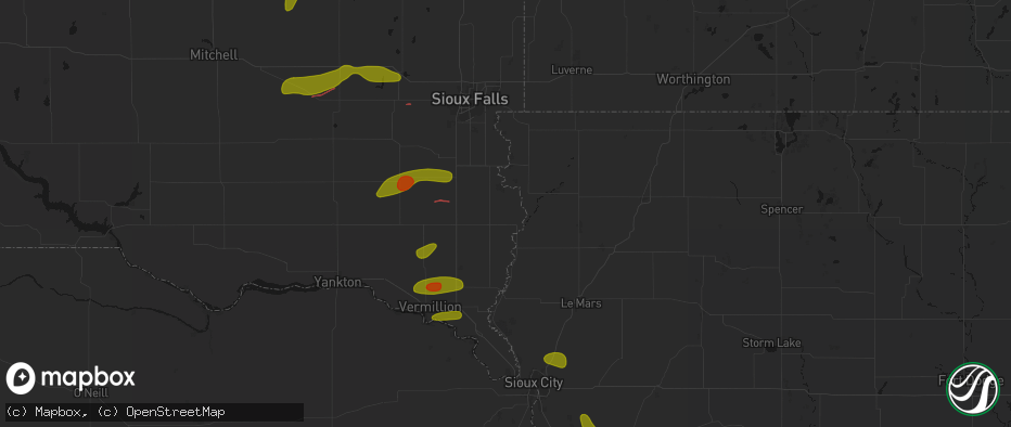 Hail map in Hudson, SD on May 31, 2026