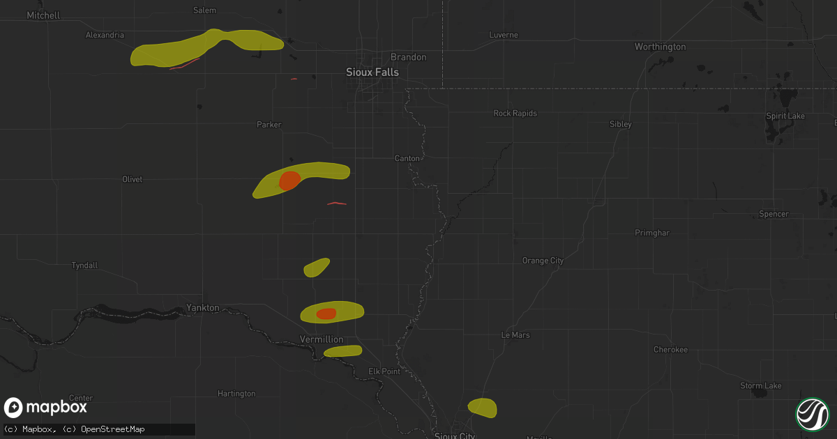 Hail map in Hudson, SD on May 31, 2026