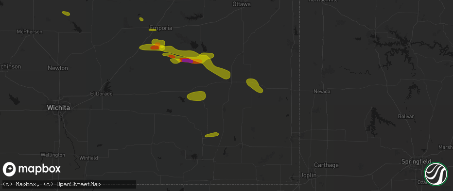 Hail map in Humboldt, KS on May 31, 2026