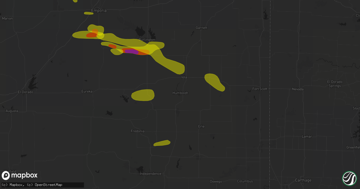Hail map in Humboldt, KS on May 31, 2026