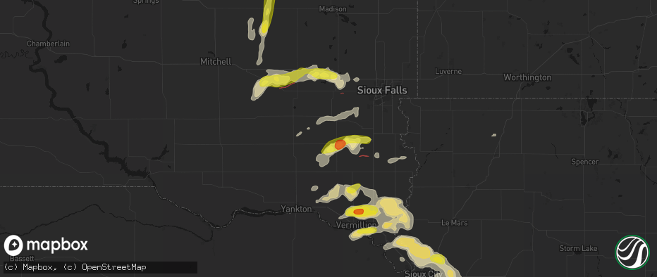 Hail map in Hurley, SD on May 31, 2026