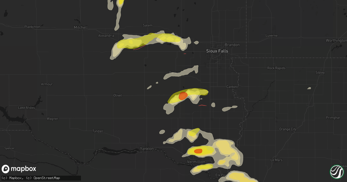 Hail map in Hurley, SD on May 31, 2026