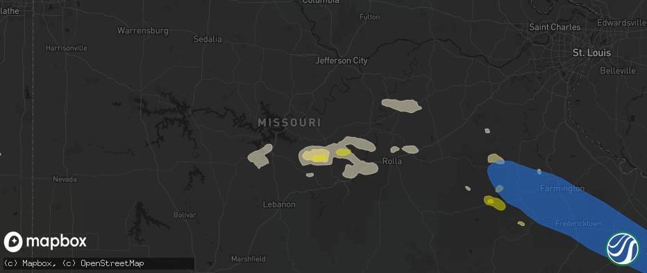 Hail map in Iberia, MO on May 31, 2026