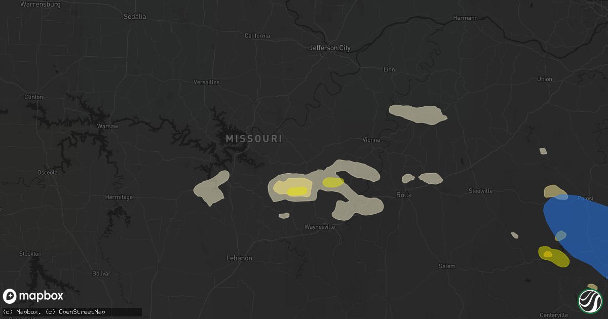 Hail map in Iberia, MO on May 31, 2026
