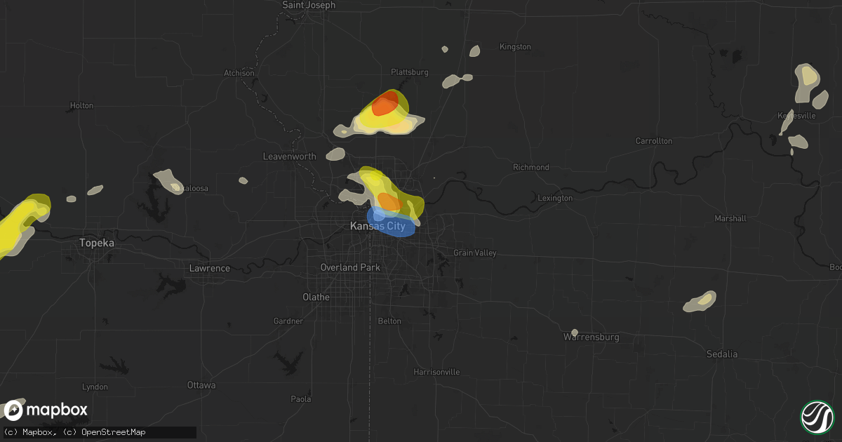 Hail map in Independence, MO on May 31, 2026