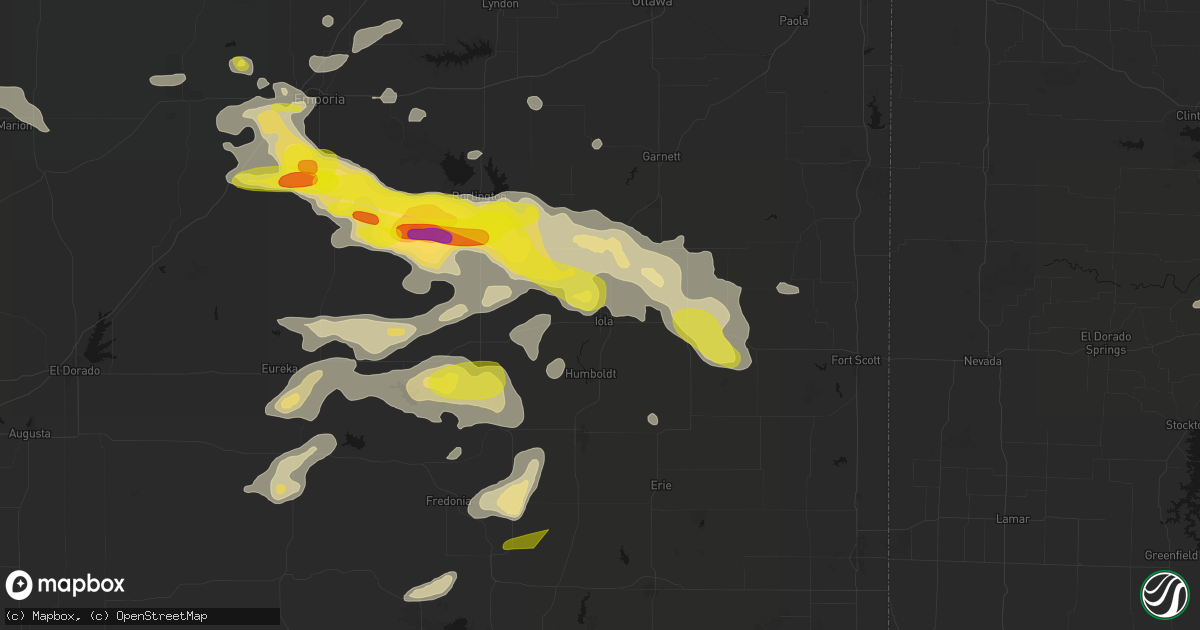 Hail map in Iola, KS on May 31, 2026