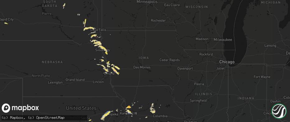 Hail map in Iowa on May 31, 2026