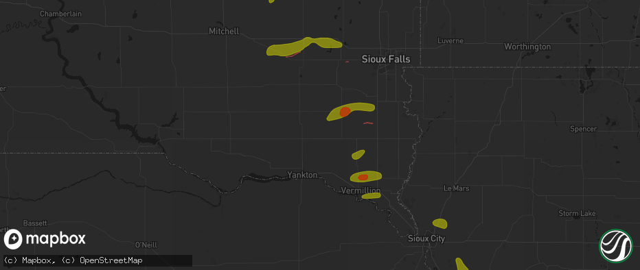 Hail map in Irene, SD on May 31, 2026