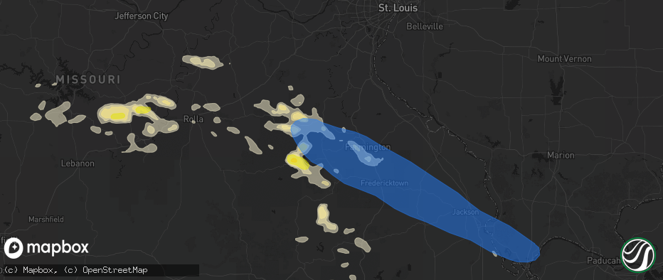 Hail map in Irondale, MO on May 31, 2026