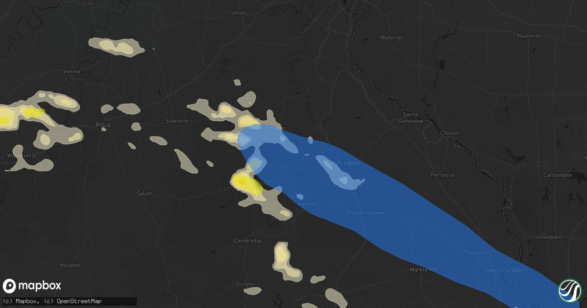 Hail map in Irondale, MO on May 31, 2026