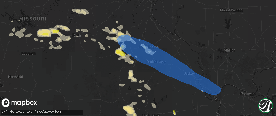 Hail map in Ironton, MO on May 31, 2026