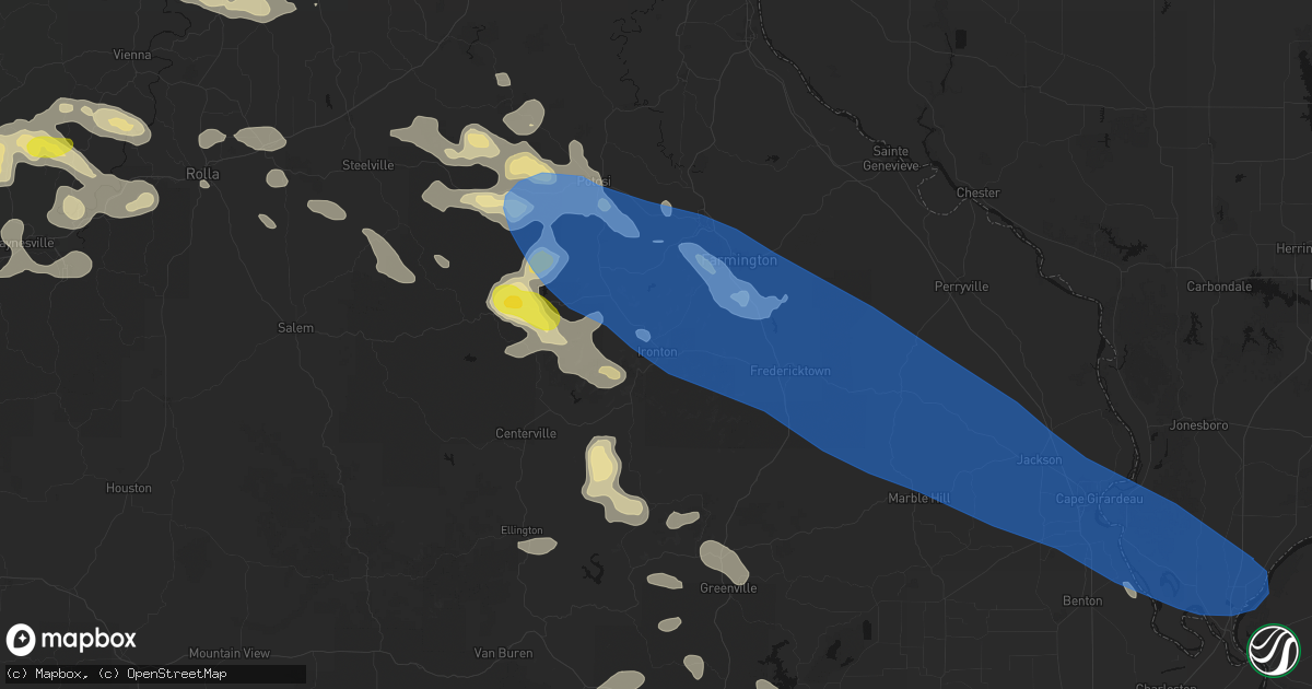 Hail map in Ironton, MO on May 31, 2026