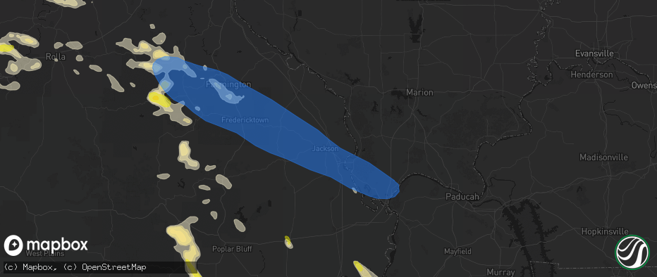 Hail map in Jackson, MO on May 31, 2026