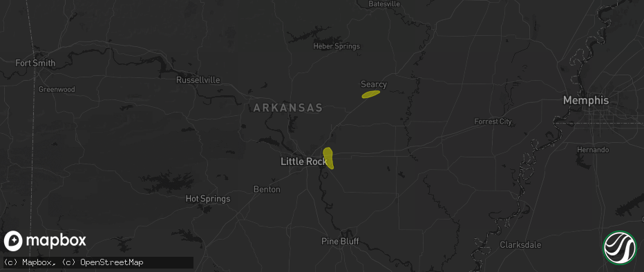 Hail map in Jacksonville, AR on May 31, 2026