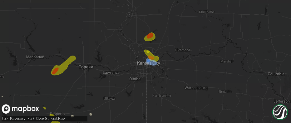 Hail map in Kansas City, KS on May 31, 2026
