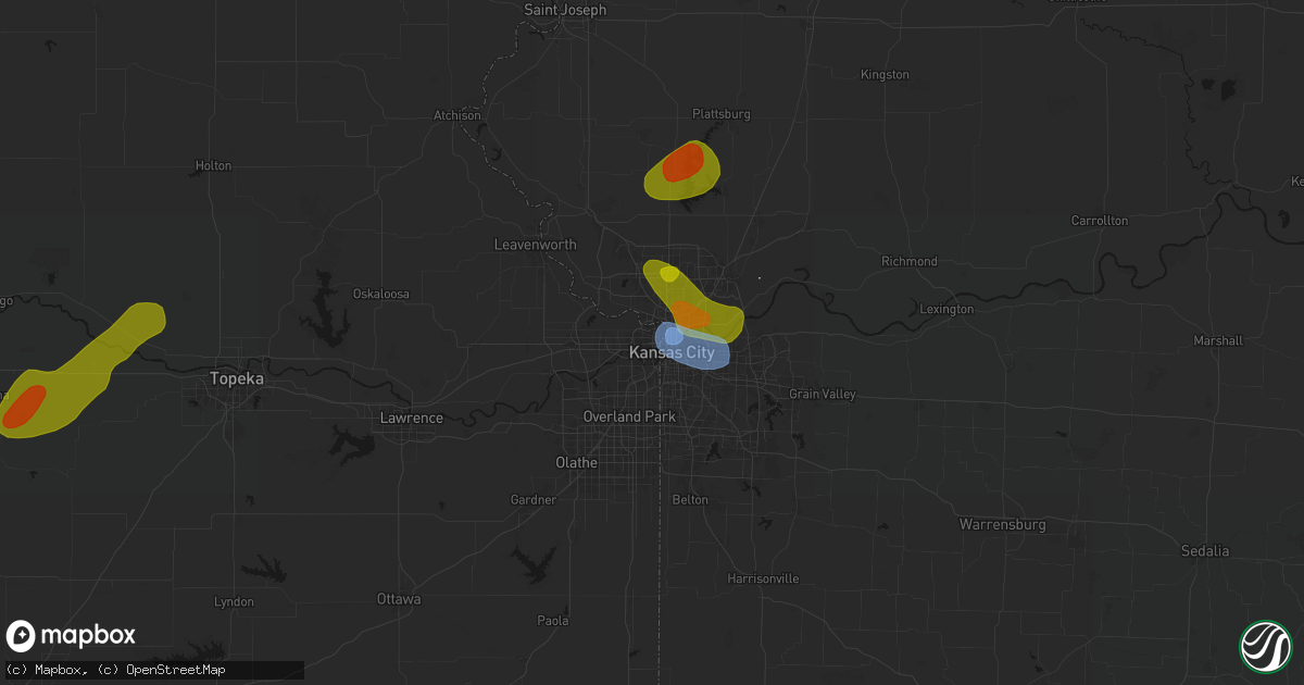 Hail map in Kansas City, KS on May 31, 2026