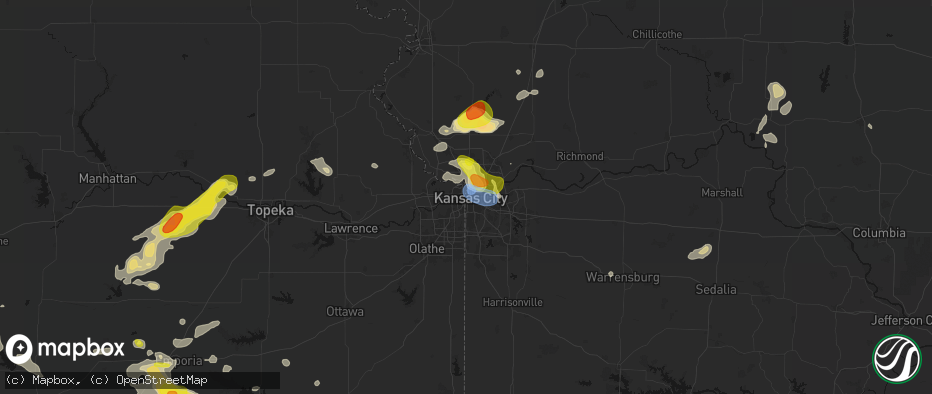 Hail map in Kansas City, MO on May 31, 2026
