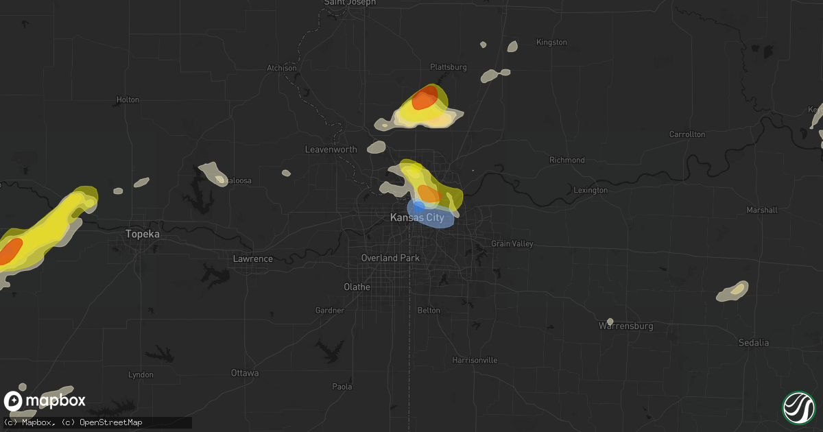 Hail map in Kansas City, MO on May 31, 2026