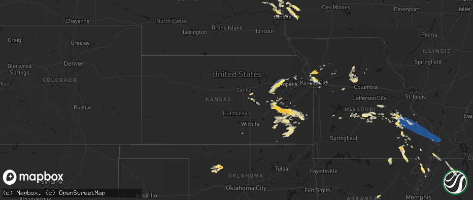 Hail map in Kansas on May 31, 2026
