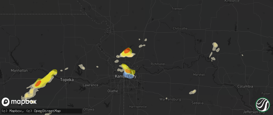 Hail map in Kearney, MO on May 31, 2026
