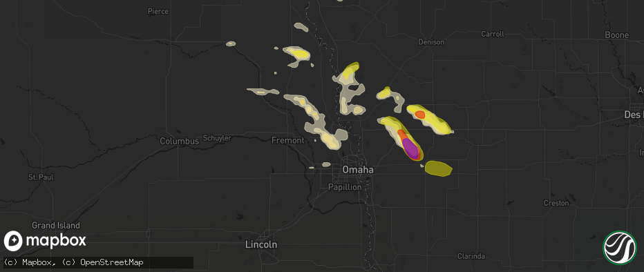 Hail map in Kennard, NE on May 31, 2026