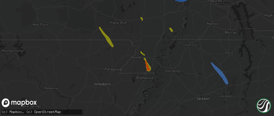 Hail map in Kennett, MO on May 31, 2026