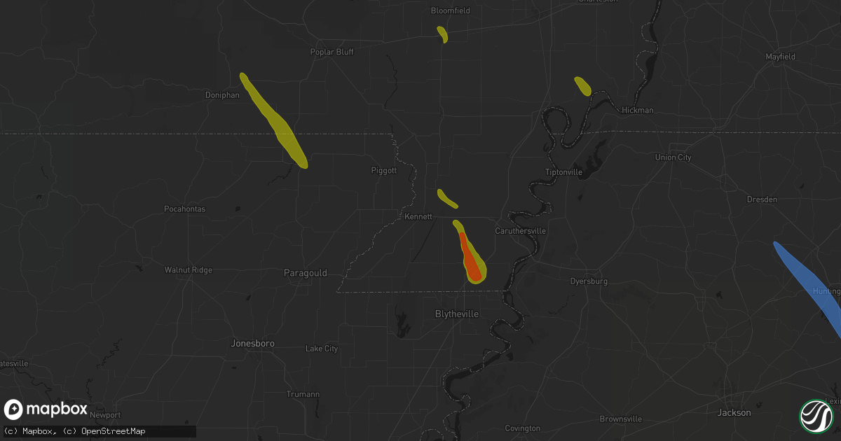 Hail map in Kennett, MO on May 31, 2026