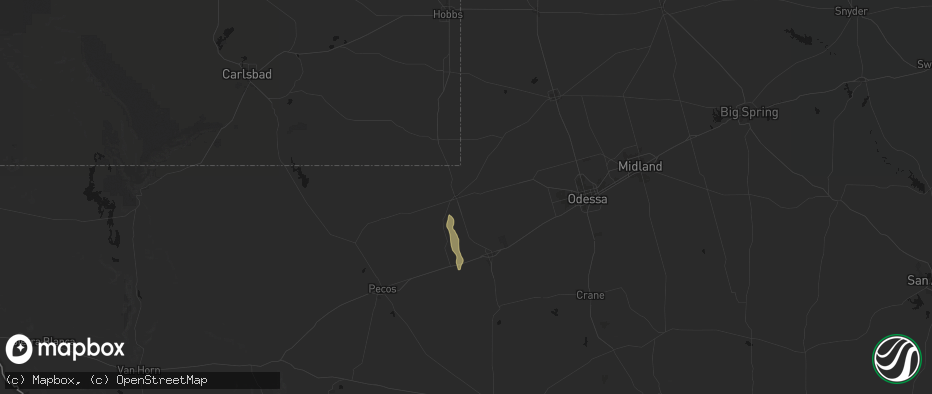 Hail map in Kermit, TX on May 31, 2026