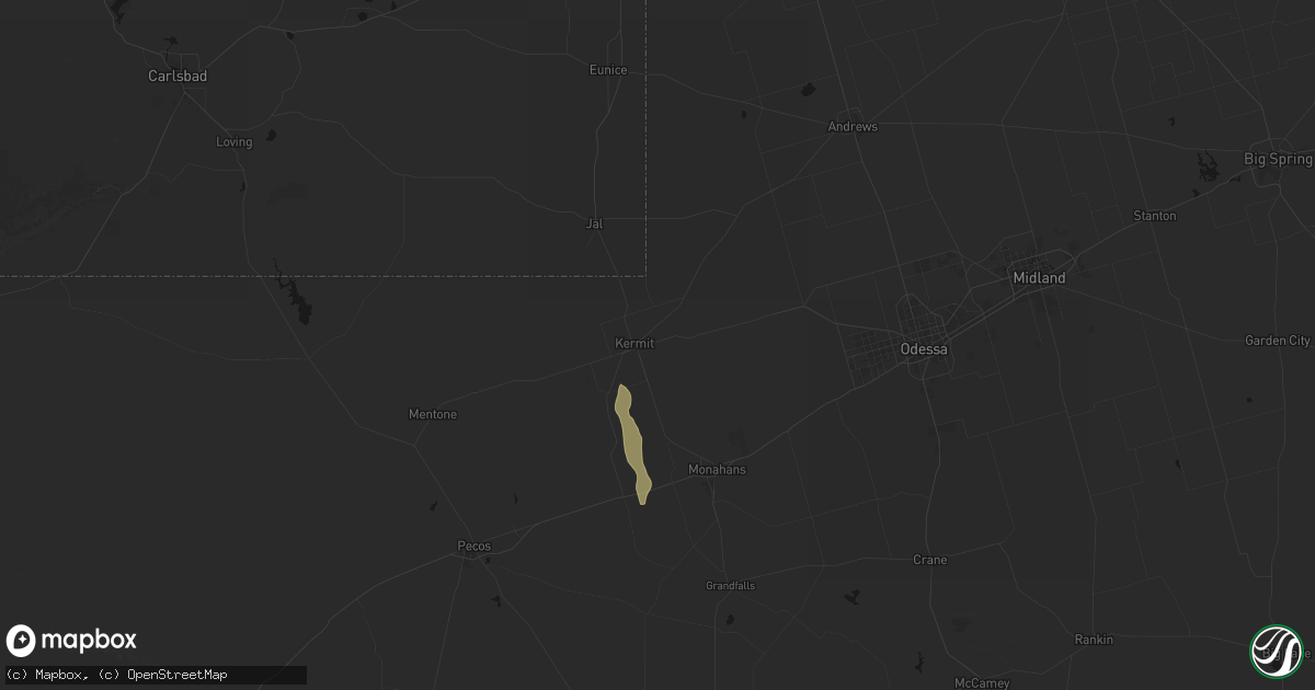 Hail map in Kermit, TX on May 31, 2026