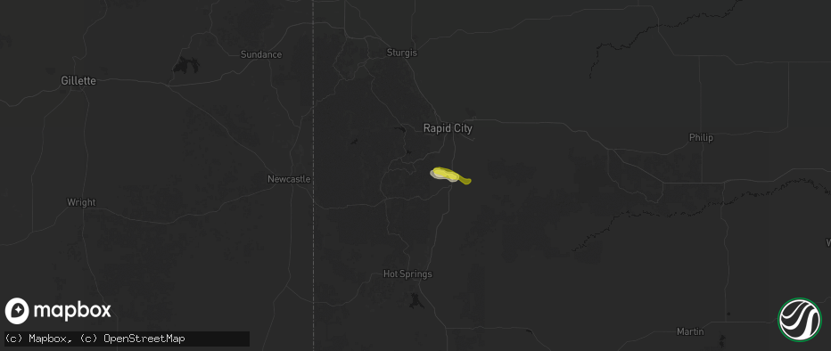 Hail map in Keystone, SD on May 31, 2026