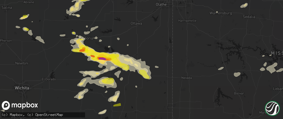 Hail map in Kincaid, KS on May 31, 2026