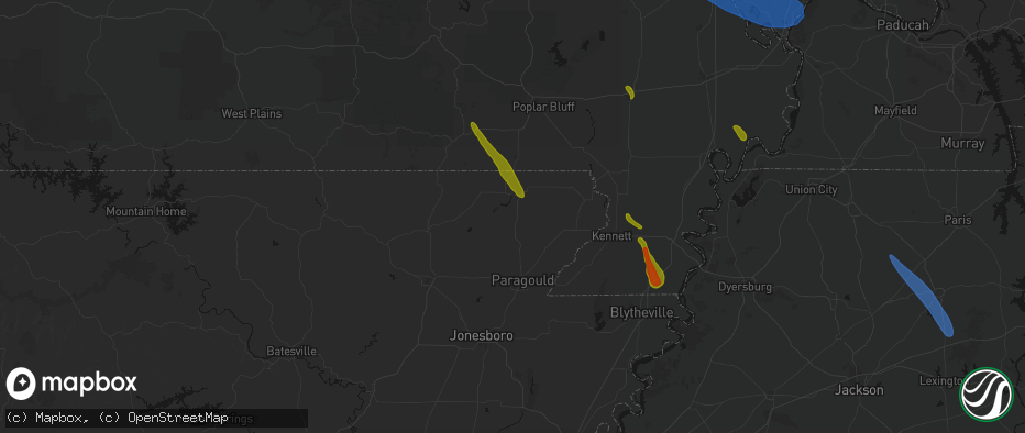 Hail map in Knobel, AR on May 31, 2026