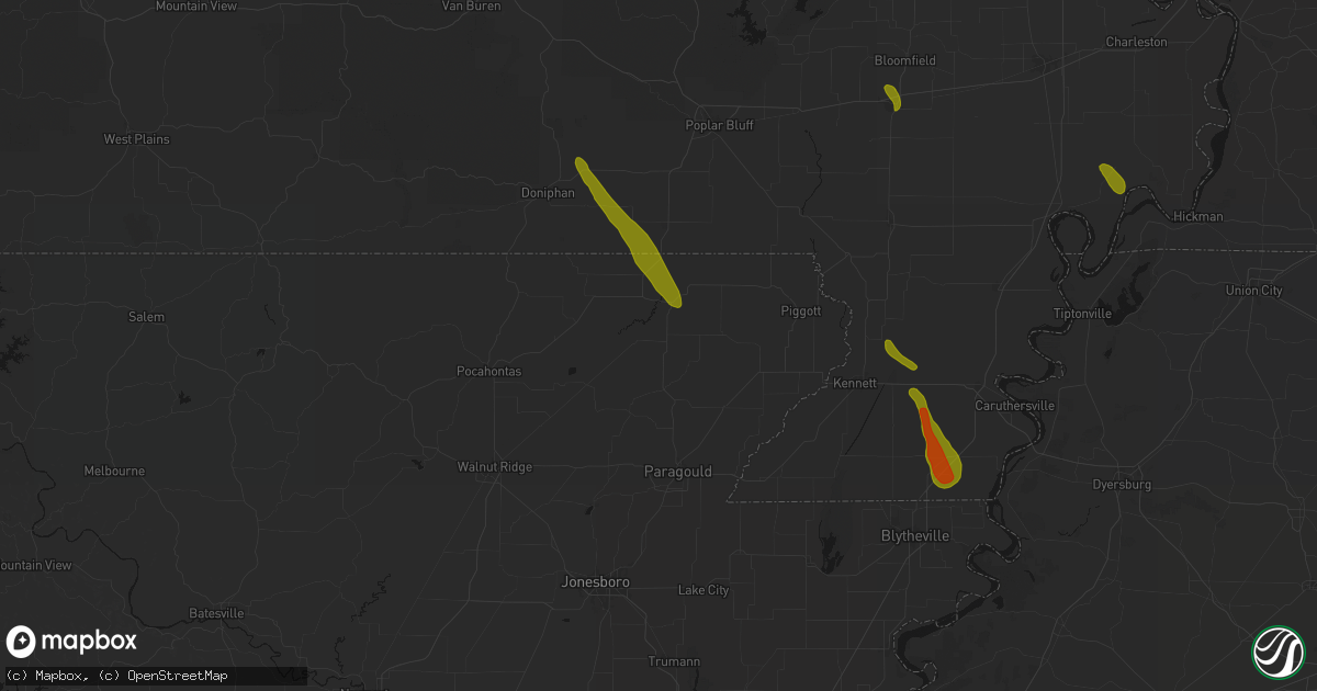Hail map in Knobel, AR on May 31, 2026