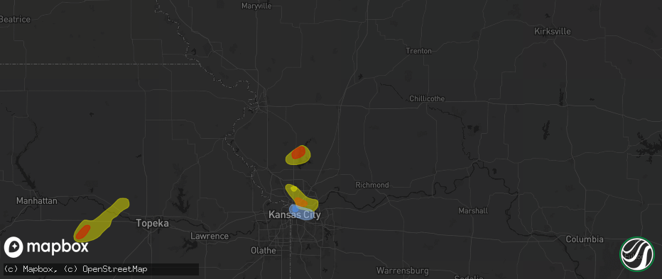 Hail map in Lathrop, MO on May 31, 2026