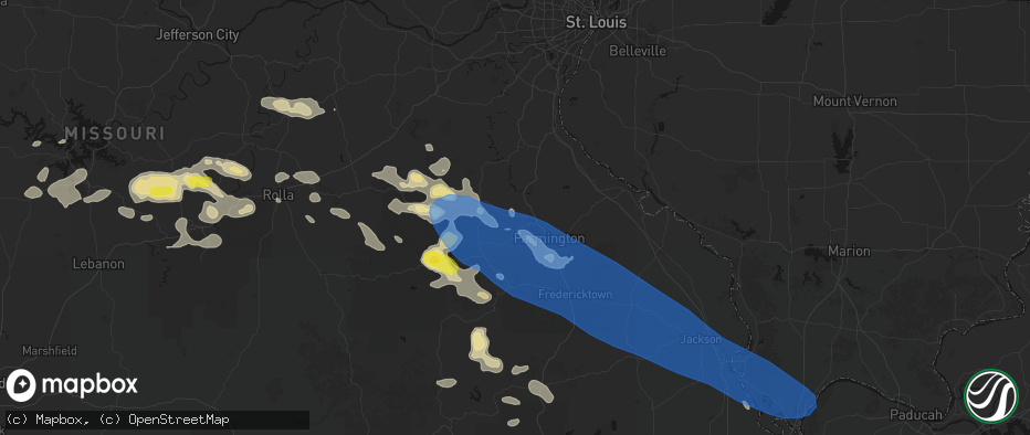 Hail map in Leadwood, MO on May 31, 2026
